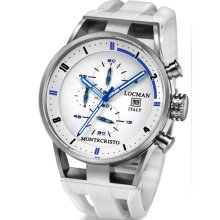 Locman Mens Monte Cristo Oversize Titanium Water Resistant Chrono Watch White 510WHBLWH