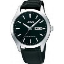 Lorus Men's Leather Strap Watch Rxn41cx9