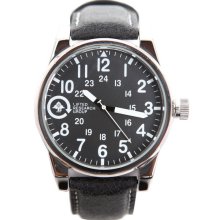 Lrg Men Field & Research Leather Band Watch Black