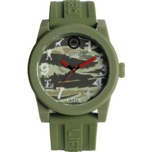 LRG Unisex Icon Graphic Analog Plastic Watch - Green Rubber Strap - Camouflage Dial - WICO384001-OL25