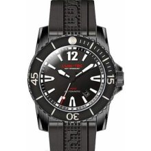 Lum-Tec Mens 300M Diver Automatic Analog Stainless Watch - Black Rubber Strap - Black Dial - LT300M-2