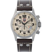 Luminox Brown Field Men's Chronograph Alarm Watch - Khaki Dial - Leather Strap - L1847