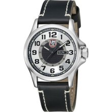 Luminox Mens Automatic Field Stainless Watch - Black Leather Strap - Silver Dial - L1809