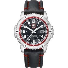 Luminox Mens Mariner 6250 Series Dive Analog Stainless Watch - Black Leather Strap - Black Dial - L6265