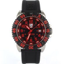 Luminox Navy Seal Steel Colormark 3150 Series Watch Black/Red/Steel-Sig Pu Strap, One Size