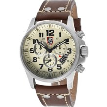 Luminox Watches Men's Chronograph Ivory Dial Brown Genuine Leather Bro