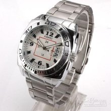 Luxury Silver Dial Square Red Line Men Quartz Classic Watch Date Ste