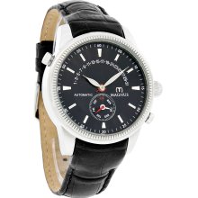 Magnus San Marino Mens Day/Date Black Leather Automatic Watch M102msb42