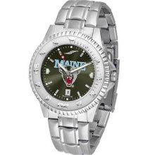 Maine Black Bears Men's Stainless Steel Dress Watch