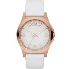 MARC by Marc Jacobs 'Baby Dave' Leather Strap Watch, 40mm White/ Rose Gold