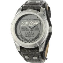 Marc Ecko The Daily Black Leather Cuff Watch