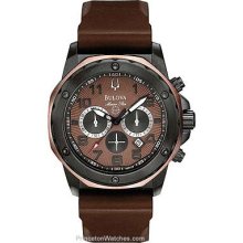 Marine Star Chrono by Bulova Black Ion & Rose Gold Brown 98B128