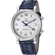 Martin Braun Men's 'la Sonnerie' Silver Dial Blue Leather Strap Watch Mb190s