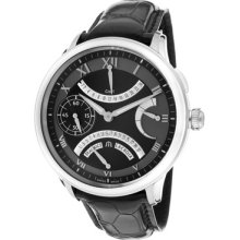 Maurice Lacroix Men's Masterpiece Mechanical Gmt Retrograde Black Dial