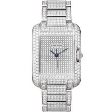 Medium Cartier Tank Anglaise White Gold Full Pave Watch HP100561