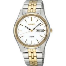 Men`s 2 Tone Bezel & Wristband Watch W/ White Dial