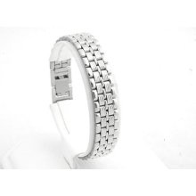 Men`s Stainless Steel Silver Tone Bracelet With Link Design