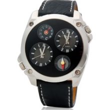 Men Watch: New Two-dial Quartz Analog Sports Watch Black