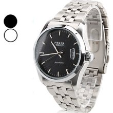 Men's Alloy Analog Mechanical Watch Wrist with Calendar (Silver)