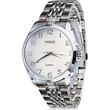 Men's Analog Steel Quartz Watch Wrist (Silver)