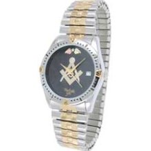 Men's Black Hills Gold Masonic Diamond Accent Watch with Black Dial