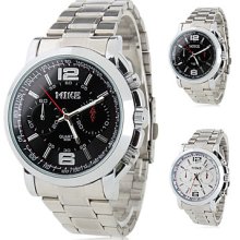 Men's Business 8099 Alloy Quartz Analog Wrist Watch (Silver)