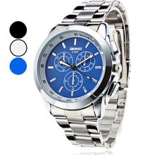 Men's Business Style Steel Quartz Analog Wrist Watch (Assorted Colors)