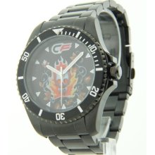 Mens Cage Fighter Black Stainless Steel Rotating Bezel Watch CF332017B