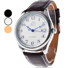 Men's Calendar Style PU Mechanical Analog Wrist Watch (Assorted Colors)