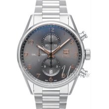 Men's Carrera Chronograph Stainless Steel Case and Bracelet Gray Tone Dial Date