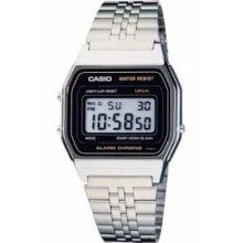 mens Casio A158W-1Mns Classic Casual Digi Watch Blk Face Metal
