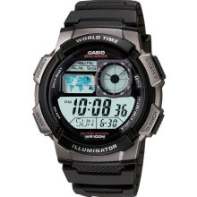 Men's casio sports world map & time watch ae1000w-1bv