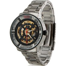 Men's Casual Style Alloy Mechanical Analog Wrist Watch (Black)