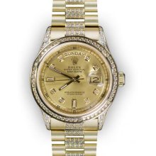 Men's Champagne Dial Channel Set Bezel Rolex Day Date Super President