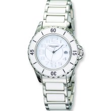 Mens Charles Hubert Stainless Steel and Ceramic White Dial Watch