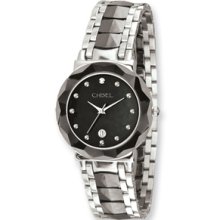 Mens Chisel Stainless Steel & Ceramic Black Dial