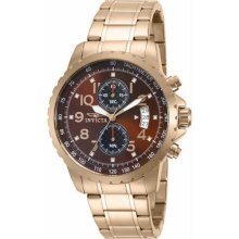 Men's Chronograph Rose Gold Tone Stainless Steel Case and Bracelet Quartz Brown