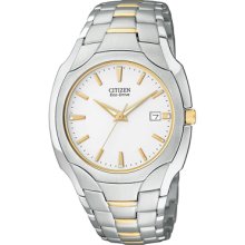 Mens Citizen Eco Drive 2 Tone Stainless Date Watch