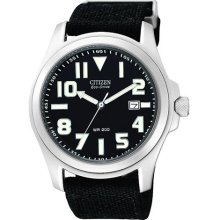 Mens Citizen Eco Drive Watch in Stainless Steel with Canvas Strap ...