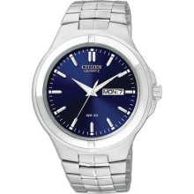 Mens Citizen Quartz Bf0590-53l Stainless Steel Blue Dial Day Date Watch