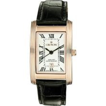 Mens Croton Leather Rose Gold Dial Date Watch CR307990BSRG ...