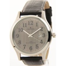 Mens Croton Leather Slim Date Casual Watch CN307396BSGY