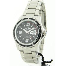 Mens Croton Stainless Steel Day Date Black Dial Watch CN307384SSBK