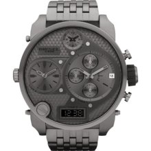 Men's Diesel Dz7247 Oversize 56mm, 4 Time Zone Gunmetal Steel Chronograph Watch