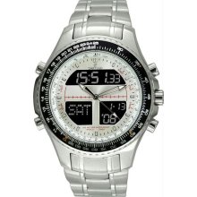 Men's Digital Alarm Chronograph World Time Silver Dial