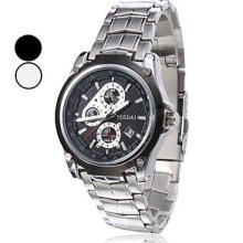 Men's Dress Style Alloy Quartz Analog Wrist Watch (Silver)