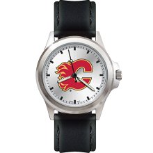 Mens Fantom Calgary Flames Watch With Leather Strap