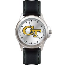 Mens Fantom Georgia Tech University Yellow Jackets Watch With Leather Strap