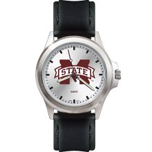 Mens Fantom Mississippi State University Bulldogs Watch With Leather Strap
