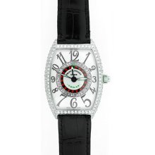 Men's Franck Muller Diamond Roulette Vegas Watch White Guilloche Dial